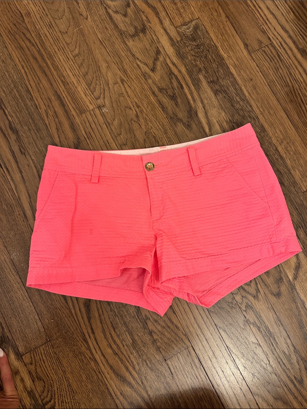 Lily Pulitzer Women’s Pink Textured Cotton Blend Shorts size 8- worn once